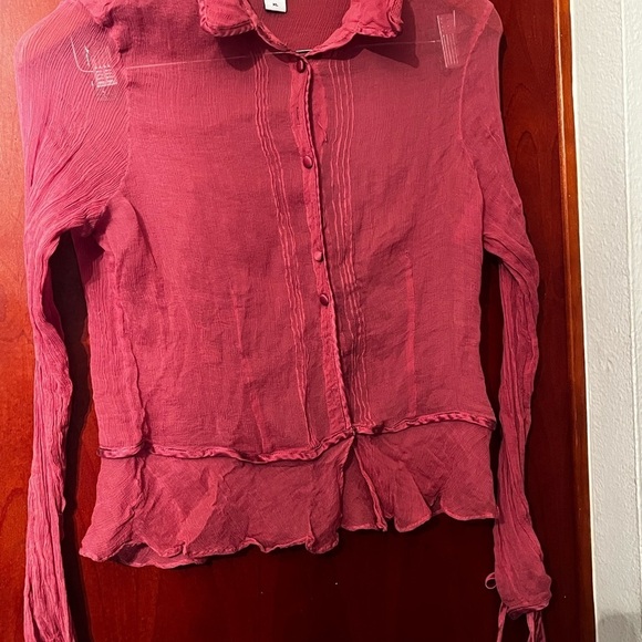 Luciano Dante 100% Silk Blouse Sz XL Pink Long Sleeve - Picture 3 of 6